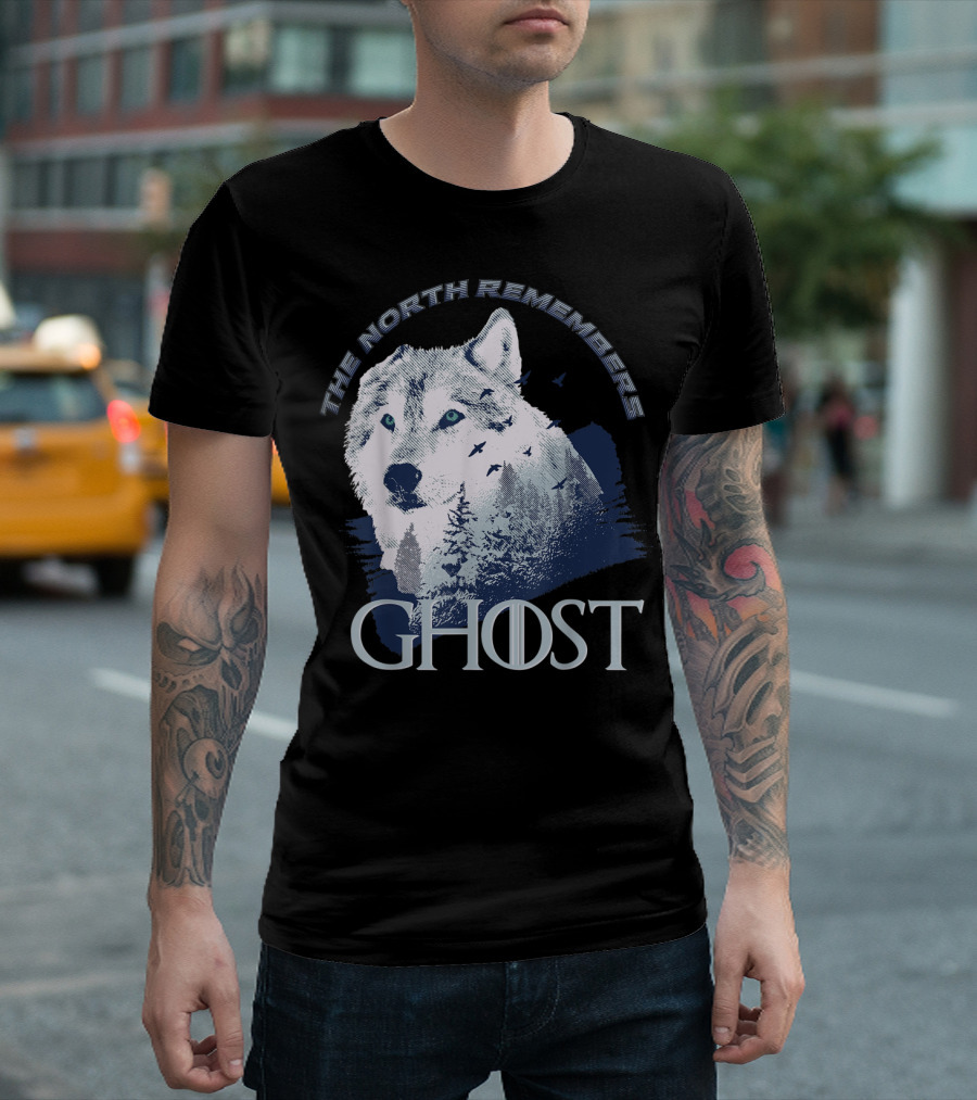 The North Remembers Ghost Lone Wolf in Forest Game Day Winning the Throne T-Shirt