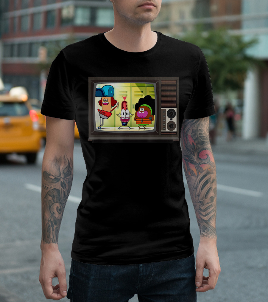 Funny Pinky Hotdog Silly JJ Kids TV Retro Cartoon Characters T-Shirt
