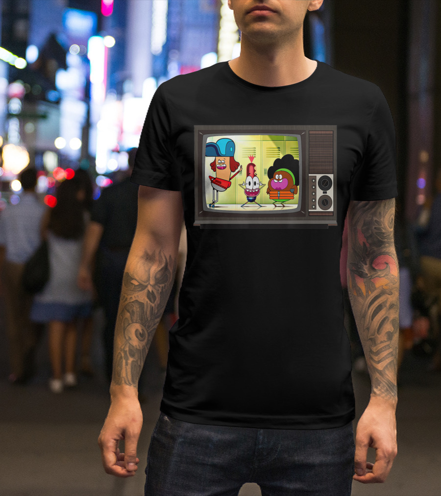 Funny Pinky Hotdog Silly JJ Kids TV Retro Cartoon Characters T-Shirt