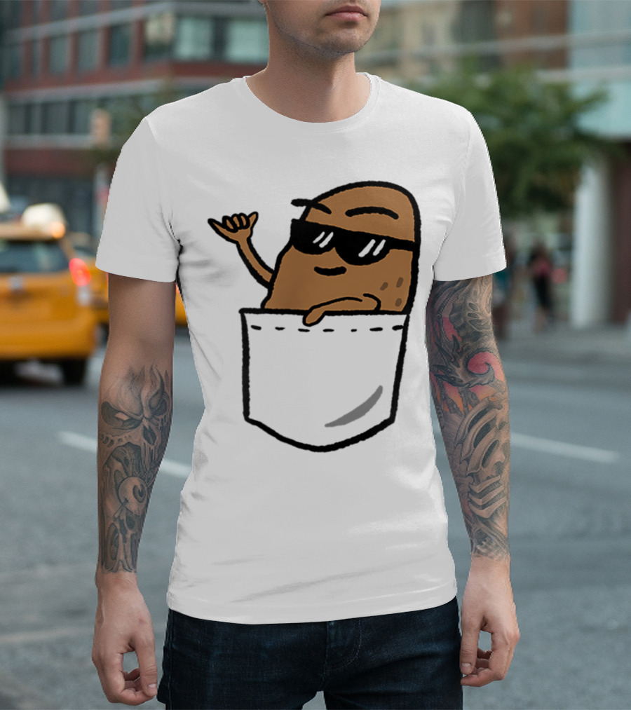 Awesome Hang Loose Potato Shaka in Pocket T-Shirt