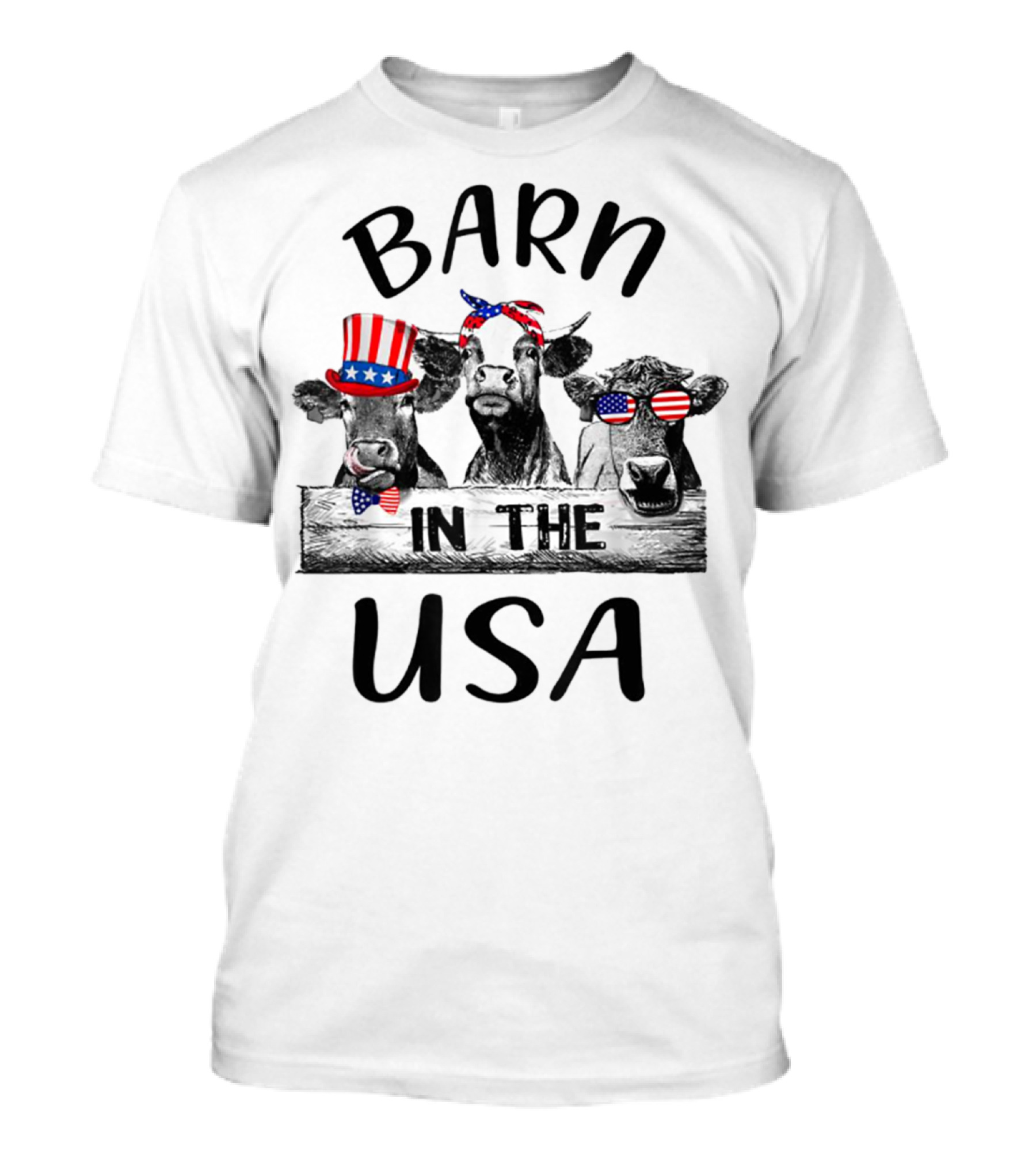 Barn In The USA Independence Day July 4th Cow American Flag Accessories T-Shirt