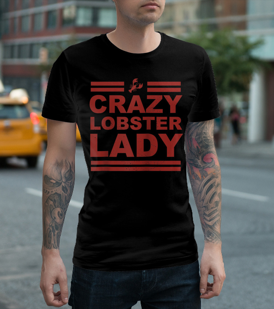 CRAZY LOBSTER LADY Funny Crawfish Red Raglan Baseball T-Shirt