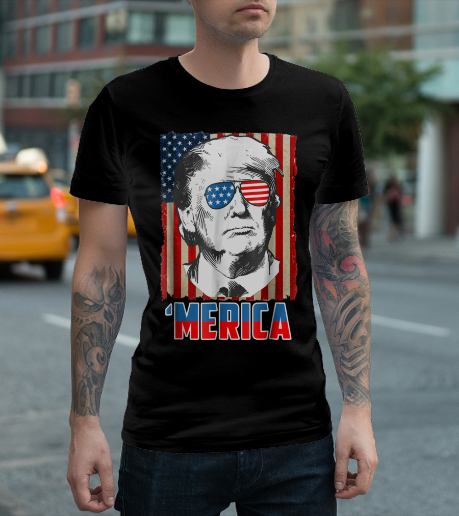 Donald Trump American Flag Sunglasses 'Merica T-Shirt