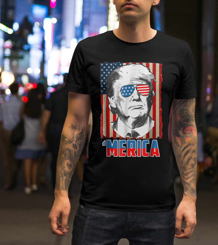 Donald Trump American Flag Sunglasses 'Merica T-Shirt
