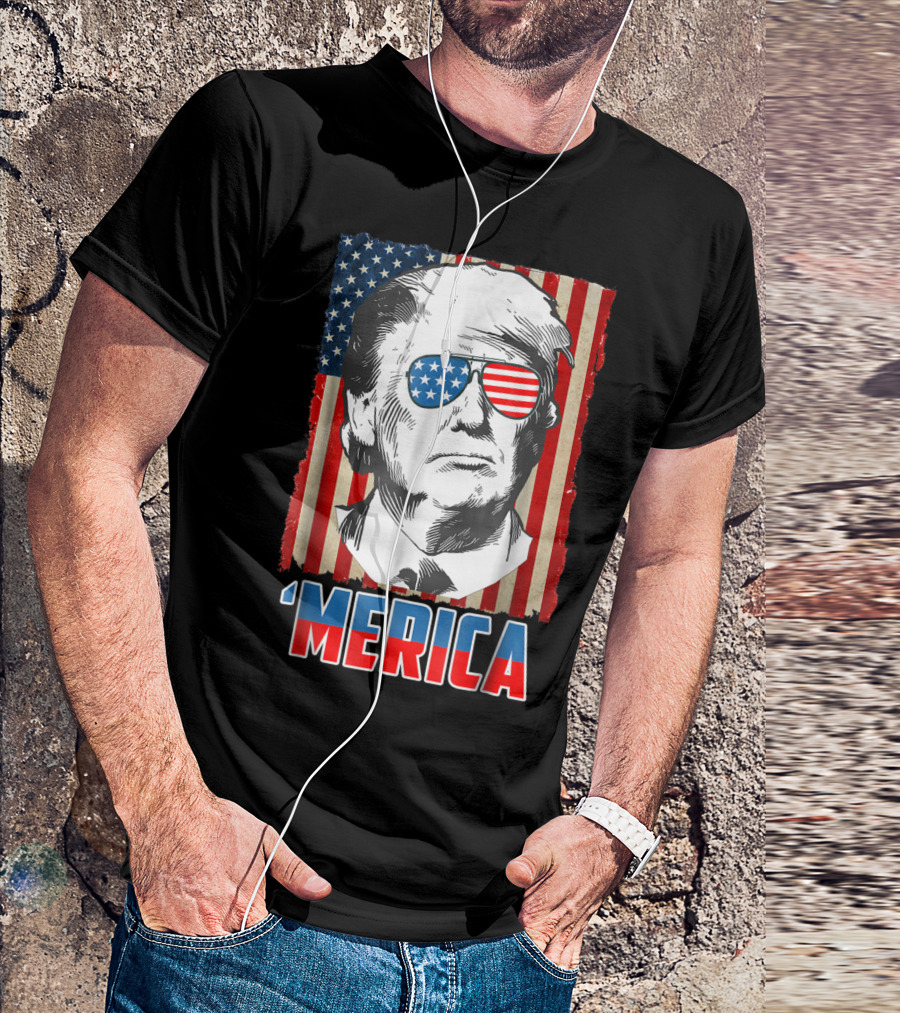 Donald Trump American Flag Sunglasses 'Merica T-Shirt