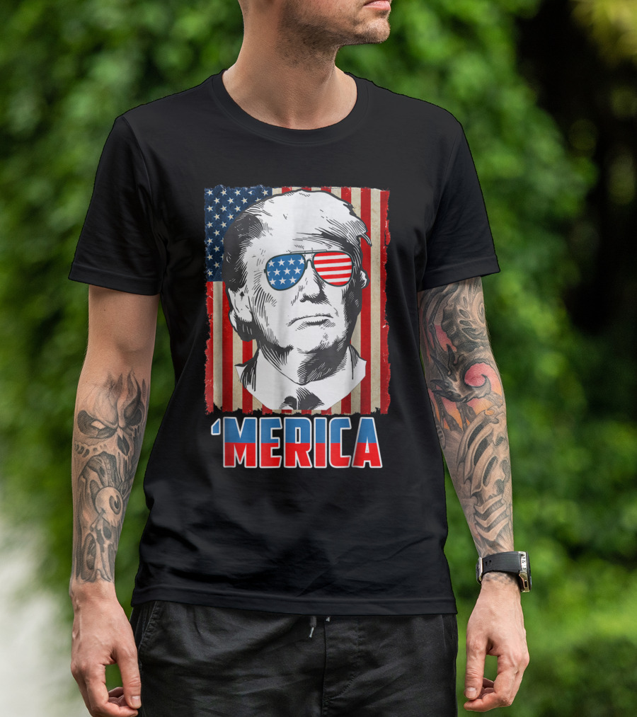 Donald Trump American Flag Sunglasses 'Merica T-Shirt