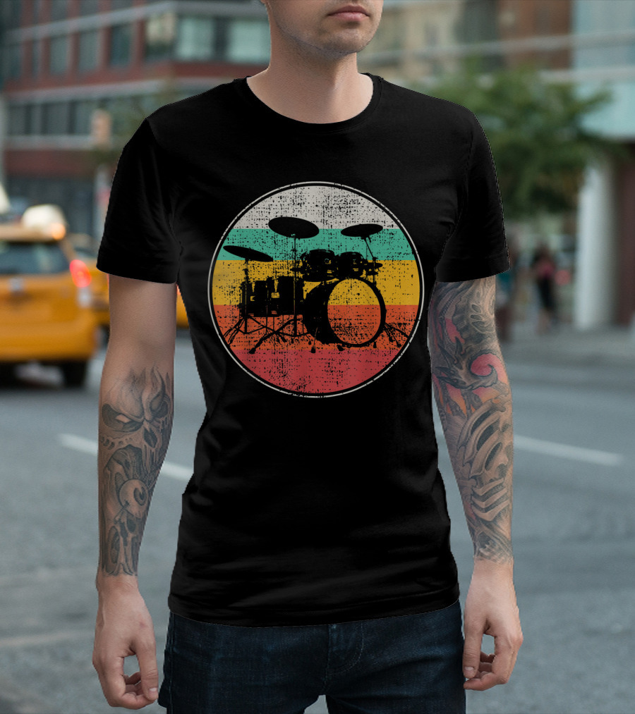 Drumset Vintage Retro Drums Drummer Band T-Shirt