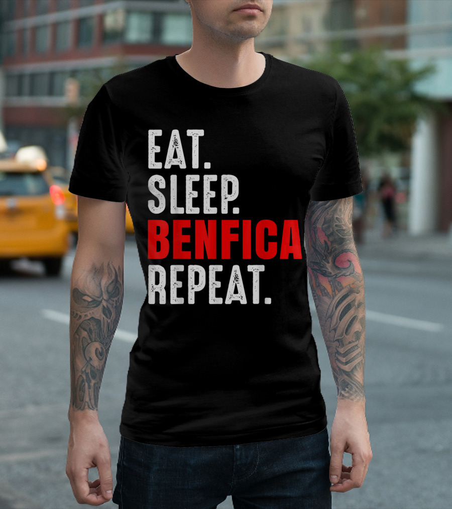 Eat Sleep BENFICA Repeat Soccer Football Fans Portugal T-Shirt