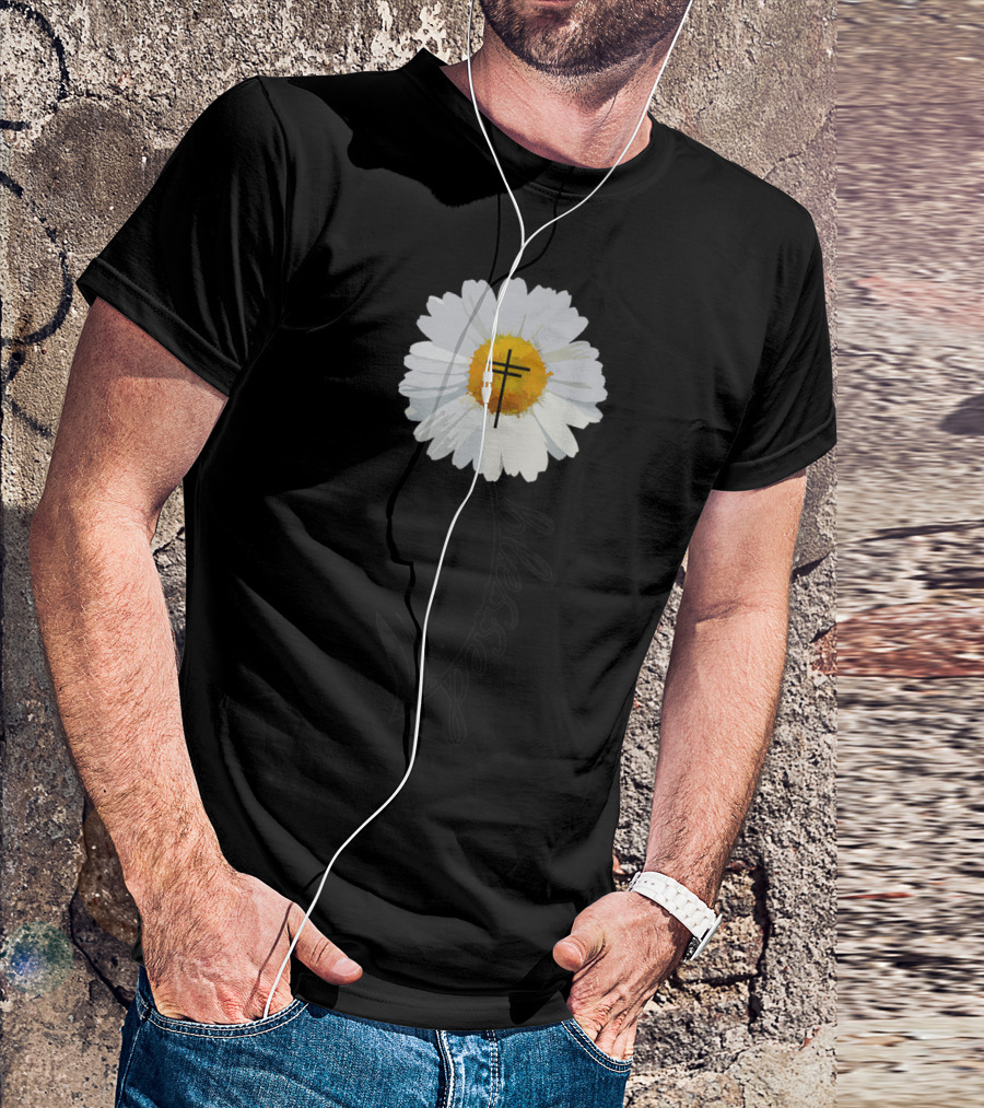 Blessed Cross Christian Religious Daisy Trendy T-Shirt