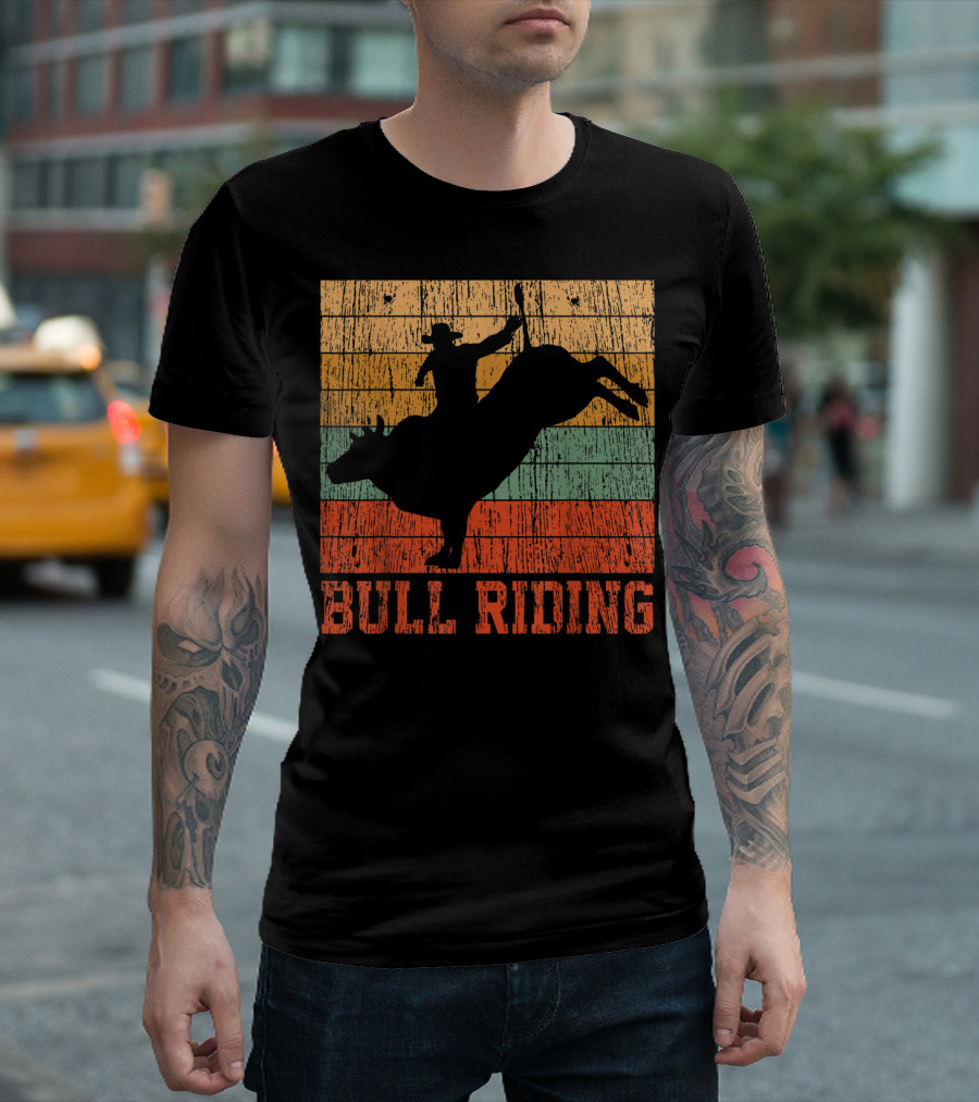 Bull Riding Vintage Rodeo Western Country Retro Cowboy T-Shirt