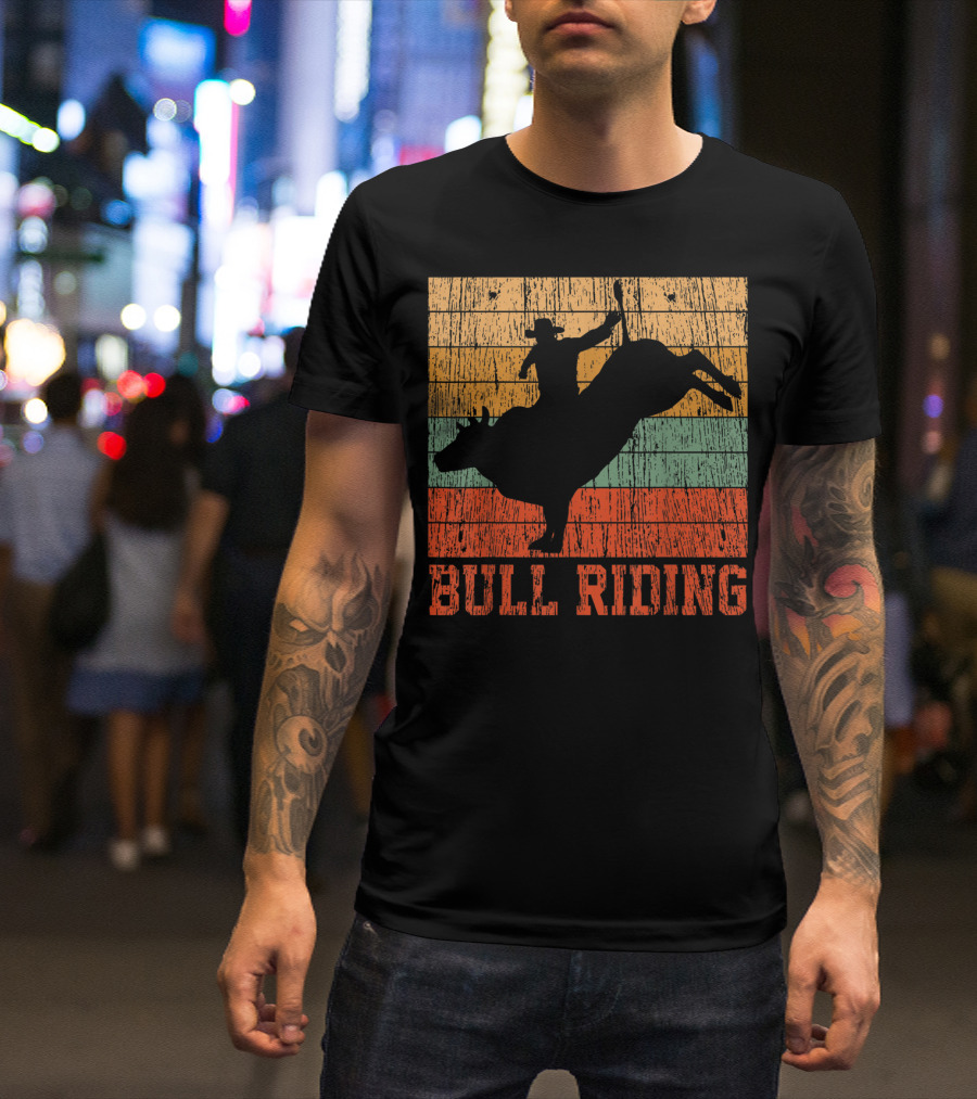 Bull Riding Vintage Rodeo Western Country Retro Cowboy T-Shirt
