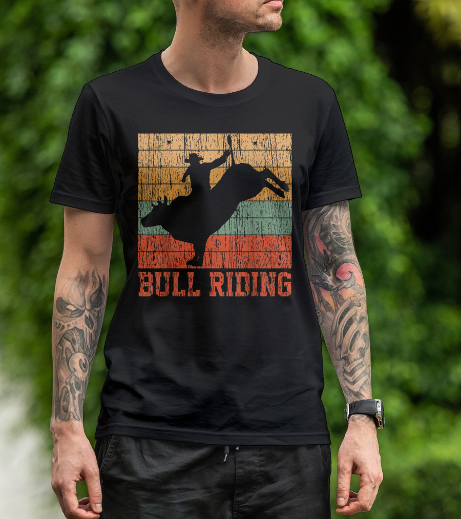 Bull Riding Vintage Rodeo Western Country Retro Cowboy T-Shirt