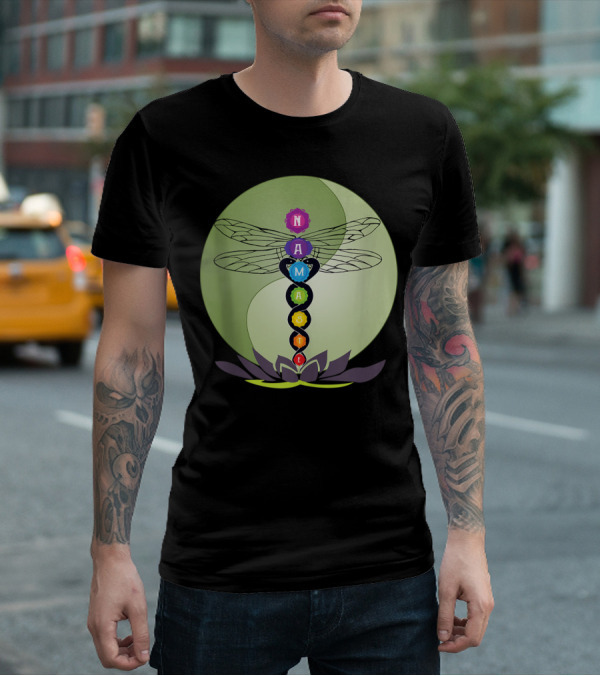 Namaste Chakra Dragonfly With Lotus And Yin Yang T-Shirt