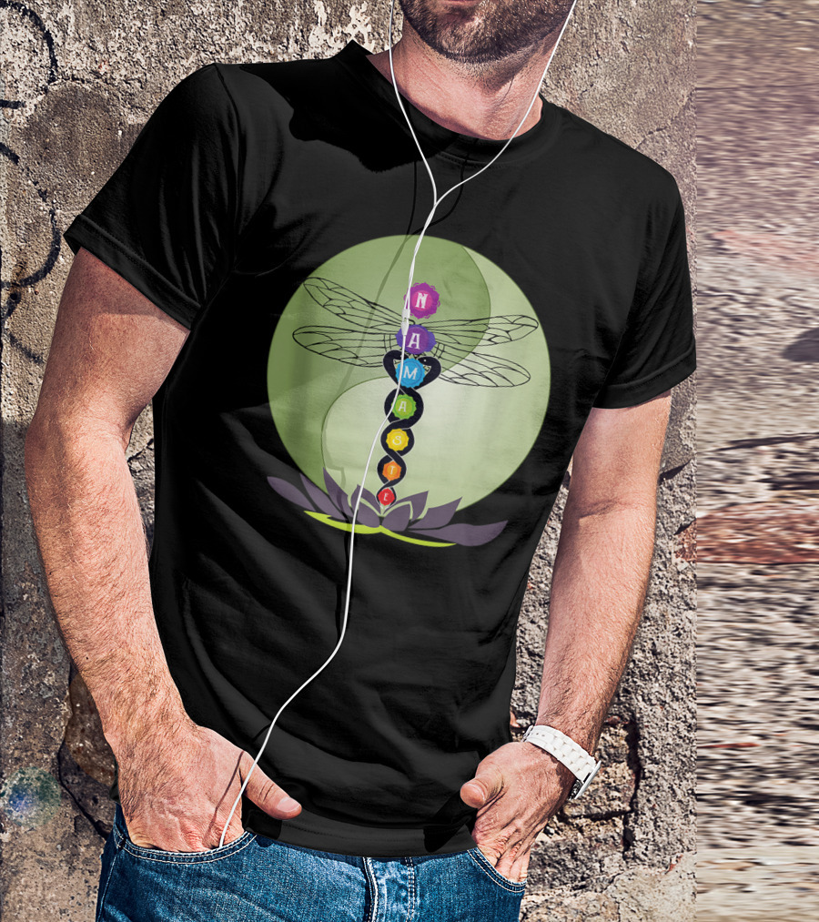 Namaste Chakra Dragonfly With Lotus And Yin Yang T-Shirt