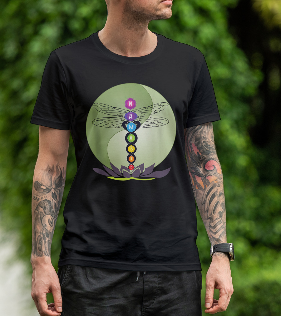 Namaste Chakra Dragonfly With Lotus And Yin Yang T-Shirt