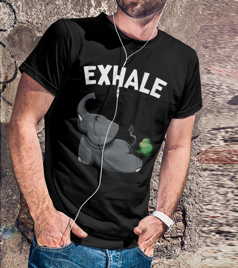 Exhale Funny Cute Farting Elephant Yoga Namaste Workout T-Shirt
