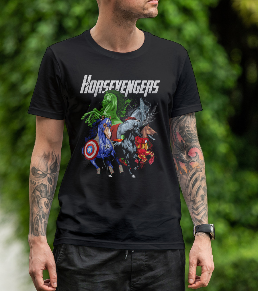 Horsevengers Funny Horse Superhero Parody Quintet T-Shirt