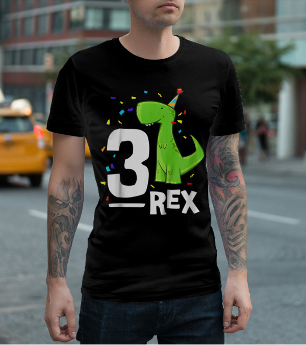 3 Rex Kids Threerex Birthday Party Dinosaur T-Shirt