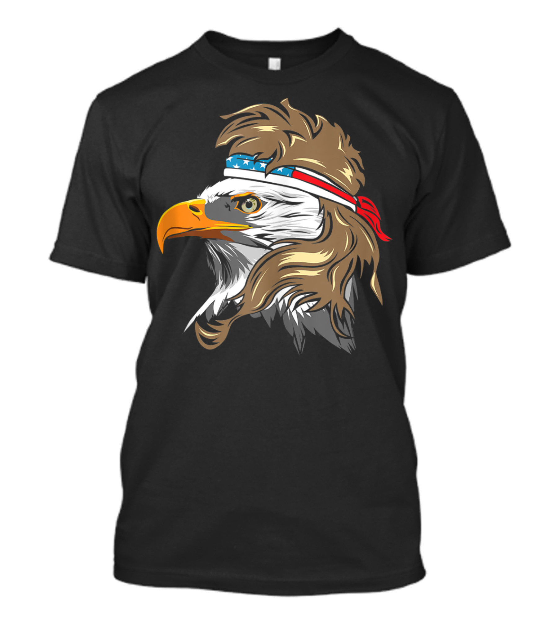 Bald Eagle Mullet American Flag Bandana Patriotic T-Shirt