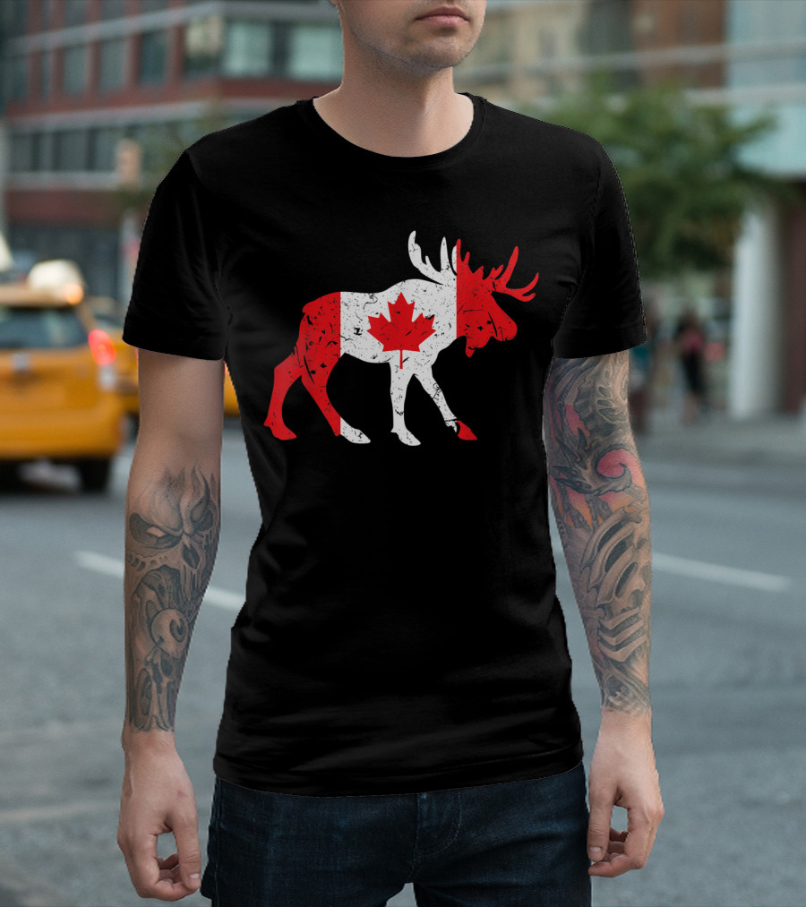 Canada Maple Leaf Moose Canadian Flag Emblem T-Shirt
