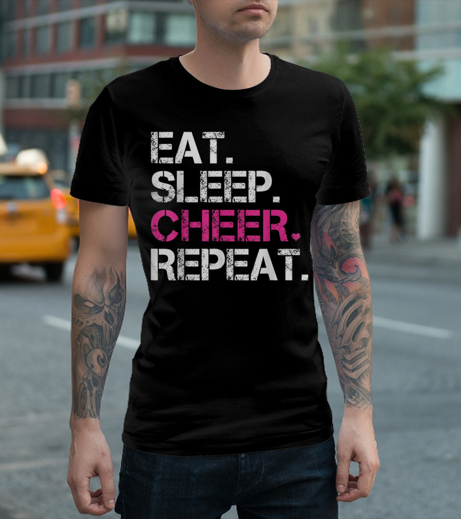 EAT SLEEP CHEER REPEAT CHEERLEADING CHEERLEADER T-Shirt