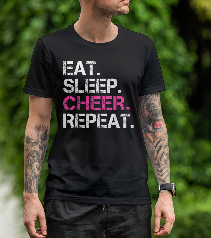 EAT SLEEP CHEER REPEAT CHEERLEADING CHEERLEADER T-Shirt