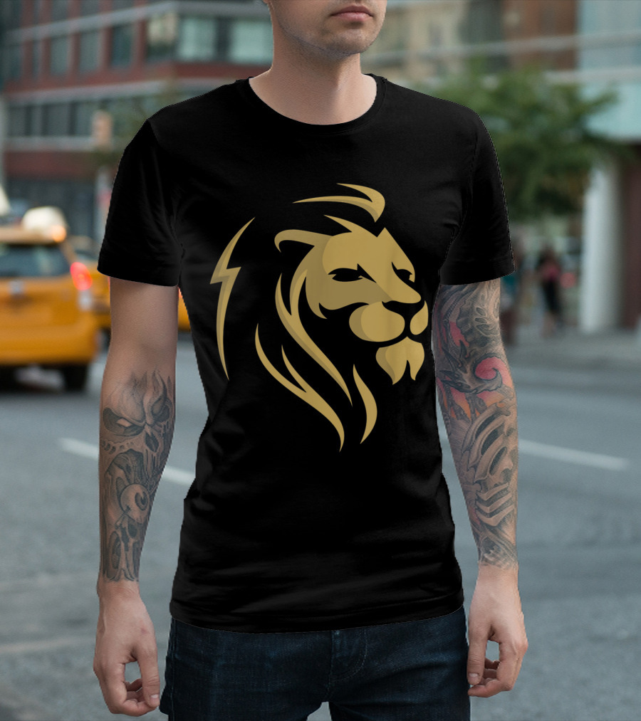 Gold Wilderness Lion Majestic Emblem T-Shirt