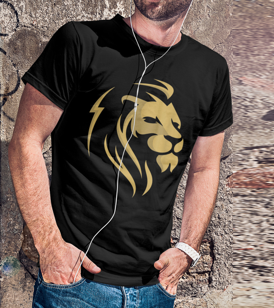 Gold Wilderness Lion Majestic Emblem T-Shirt