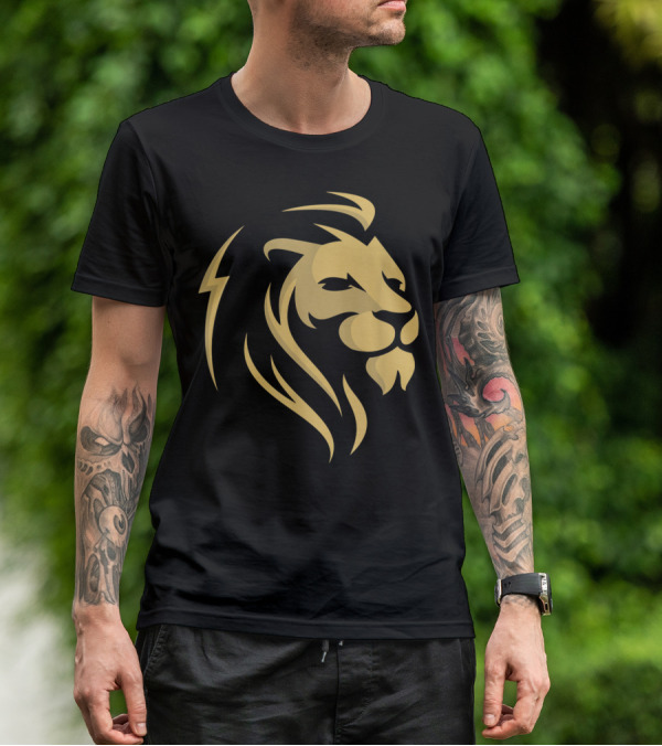 Gold Wilderness Lion Majestic Emblem T-Shirt