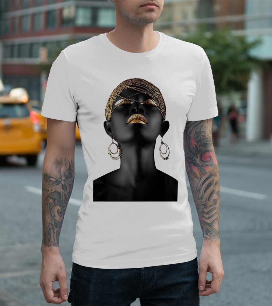 Afrocentric Midnight Queen Regal Gold Embellishments T-Shirt