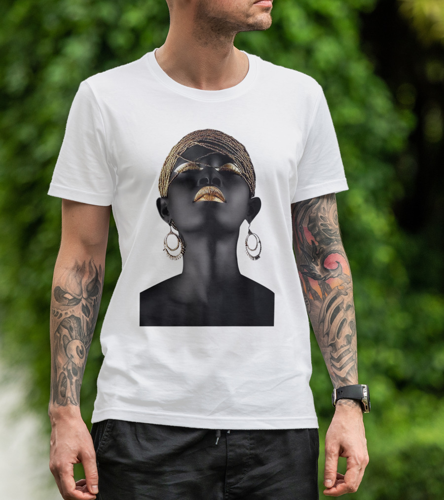 Afrocentric Midnight Queen Regal Gold Embellishments T-Shirt