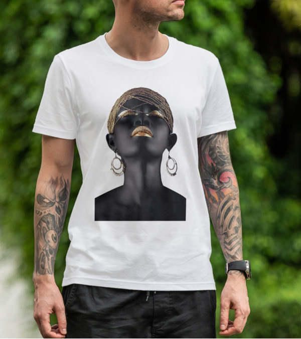 Afrocentric Midnight Queen Regal Gold Embellishments T-Shirt