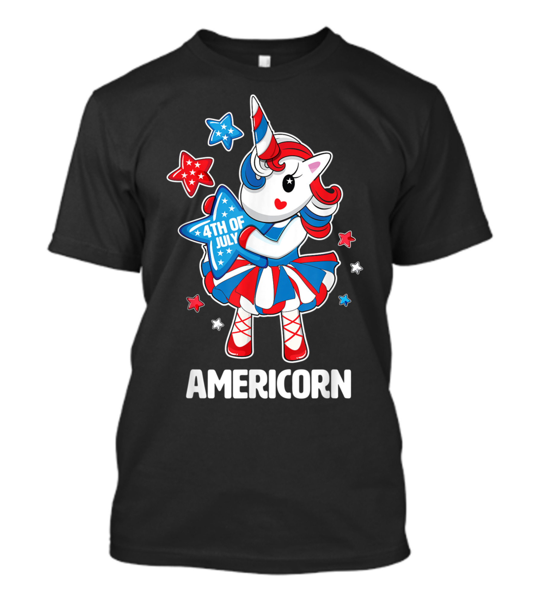 4th Of July Americorn Unicorn America Stars Fun T-Shirt