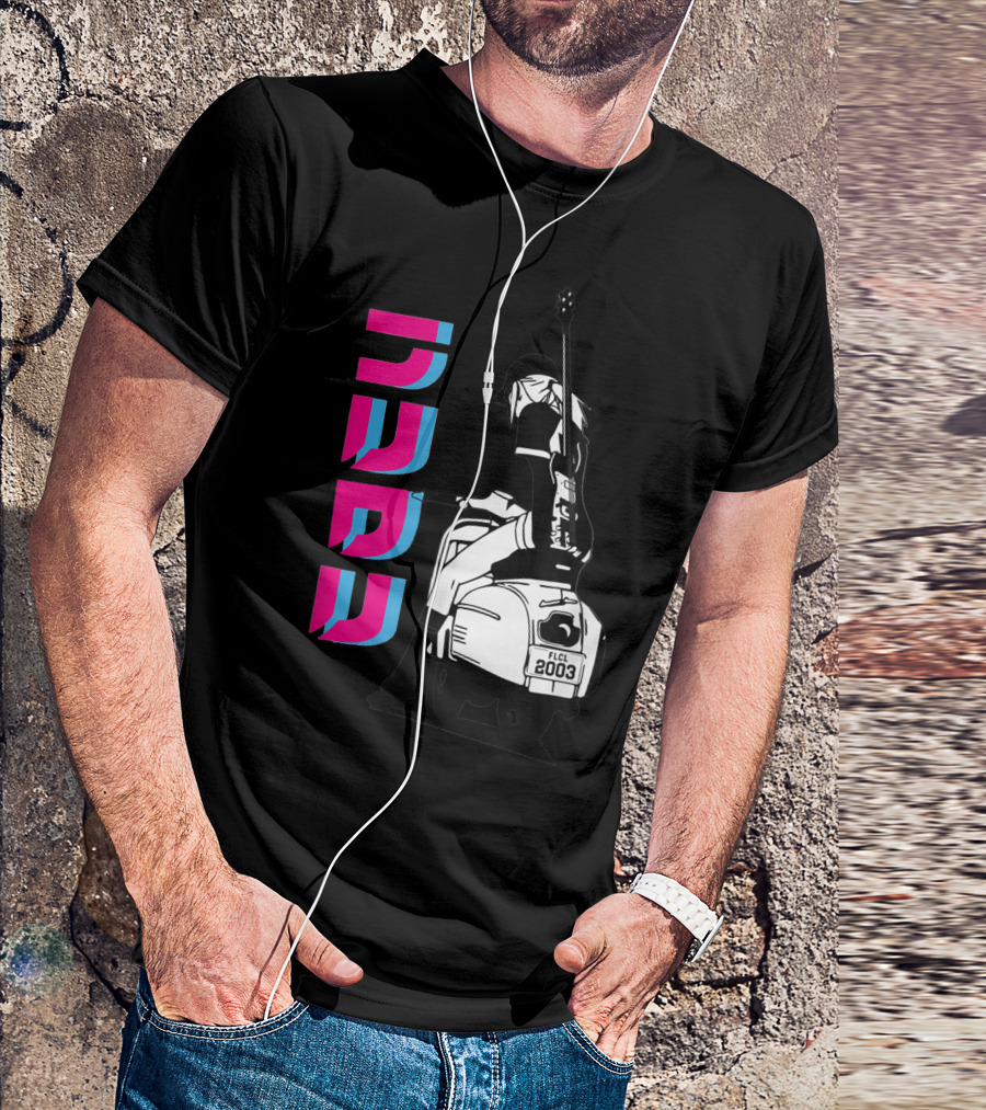 FLCL Fooly Cooly Vespa Rider With Guitar 2003 T-Shirt
