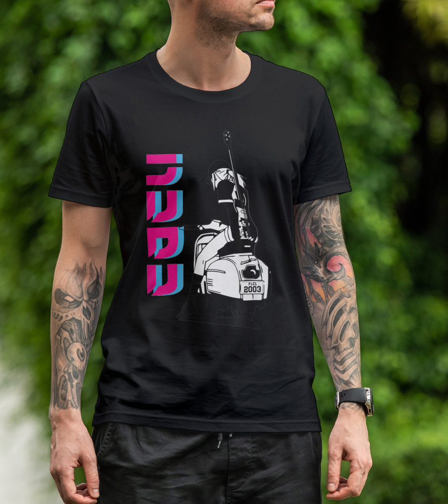 FLCL Fooly Cooly Vespa Rider With Guitar 2003 T-Shirt