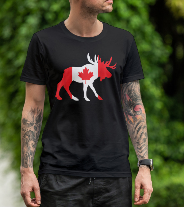 Canada Moose Flag Maple Leaf T-Shirt