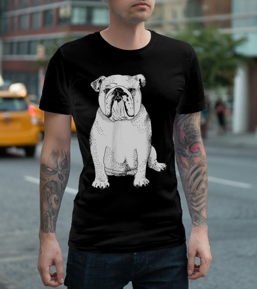 English Bulldog Dog Lover Owner Art Sketch T-Shirt