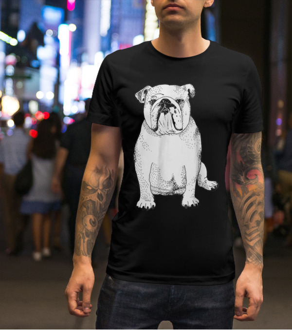 English Bulldog Dog Lover Owner Art Sketch T-Shirt