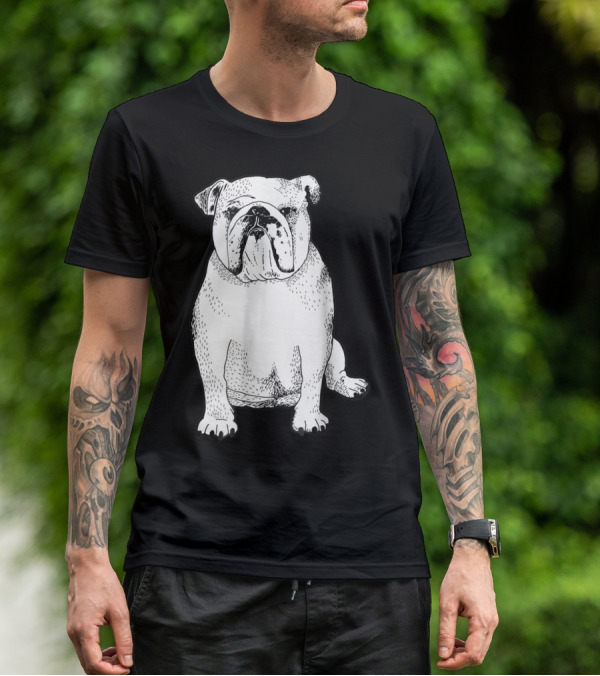 English Bulldog Dog Lover Owner Art Sketch T-Shirt