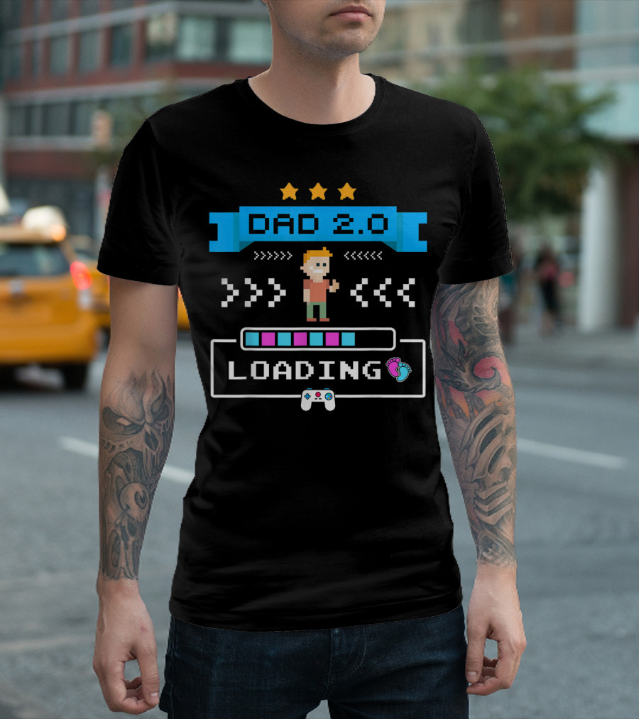 Dad 2.0 Loading Gamer Dad Again Cute 2nd Time Dad T-Shirt