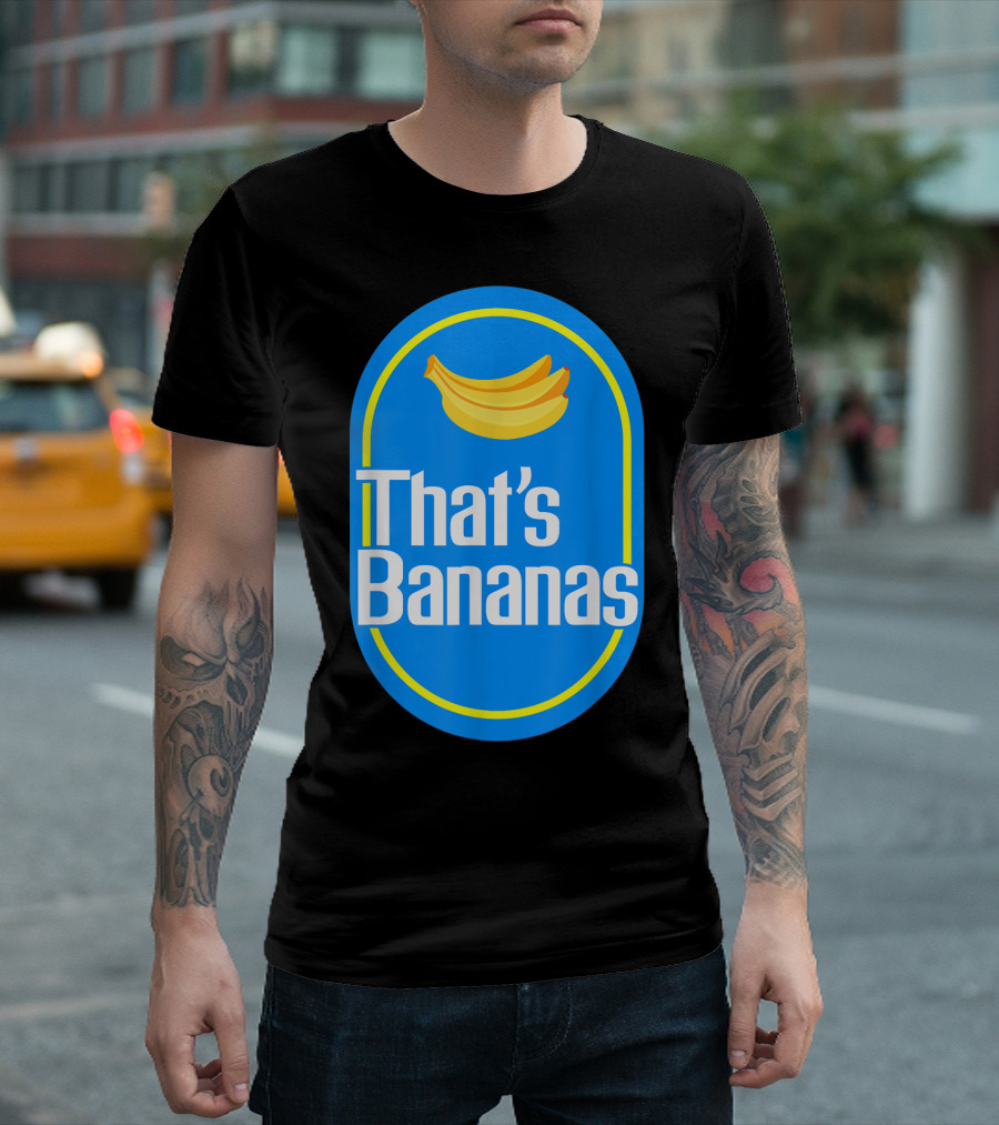 Funny That's Bananas Banana Sticker Blue Oval T-Shirt