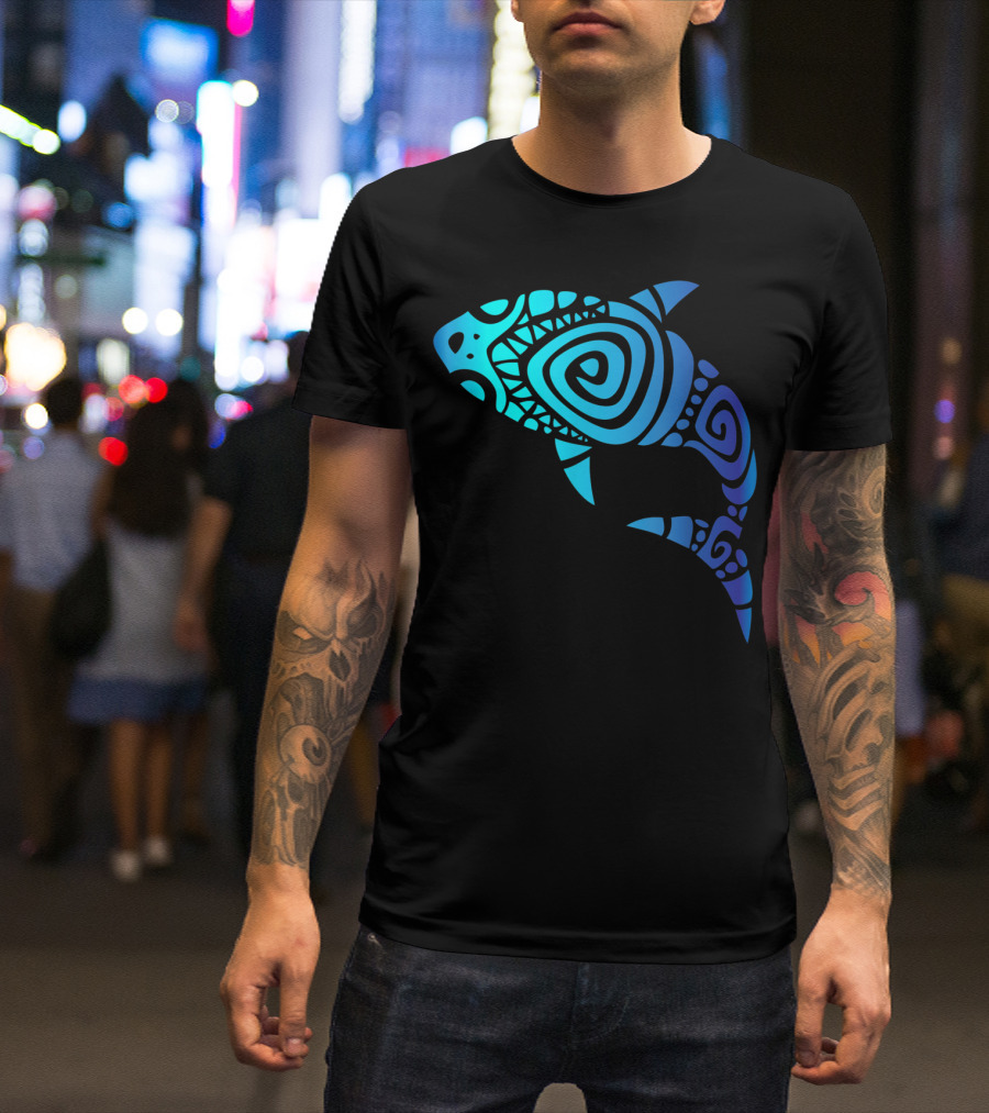 Hawaii Mano Tribal Shark Lover Week Spiral T-Shirt