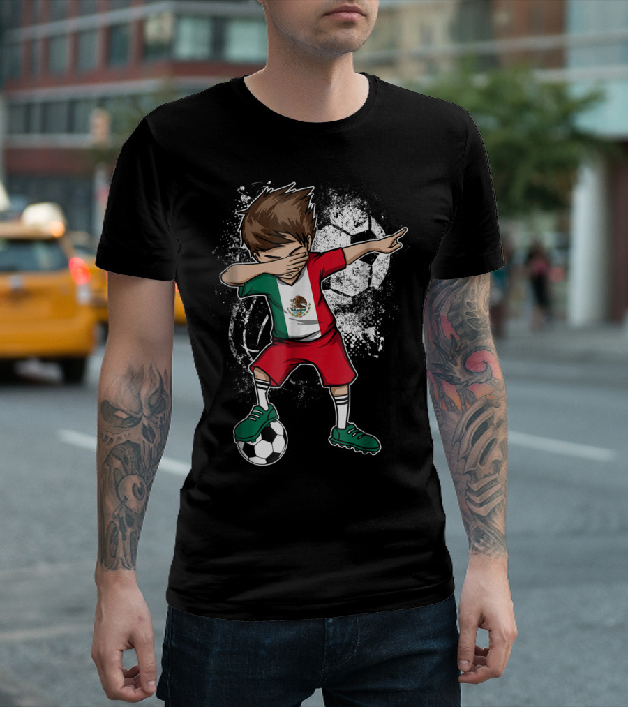 Dabbing Boy Mexico Soccer Mexican Jersey Football Player T-Shirt