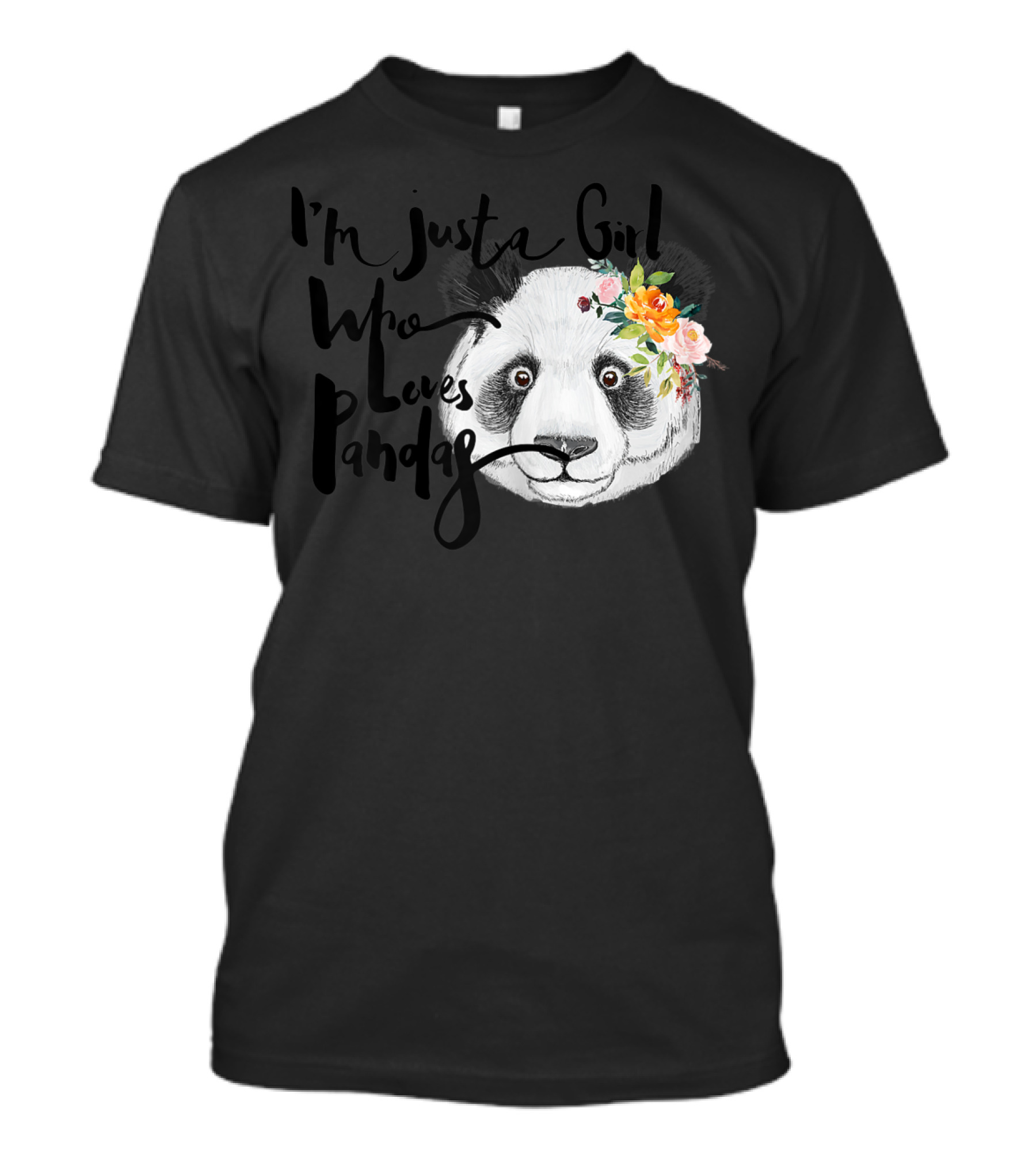 I'm Just A Girl Who Loves Pandas With Floral Crown T-Shirt