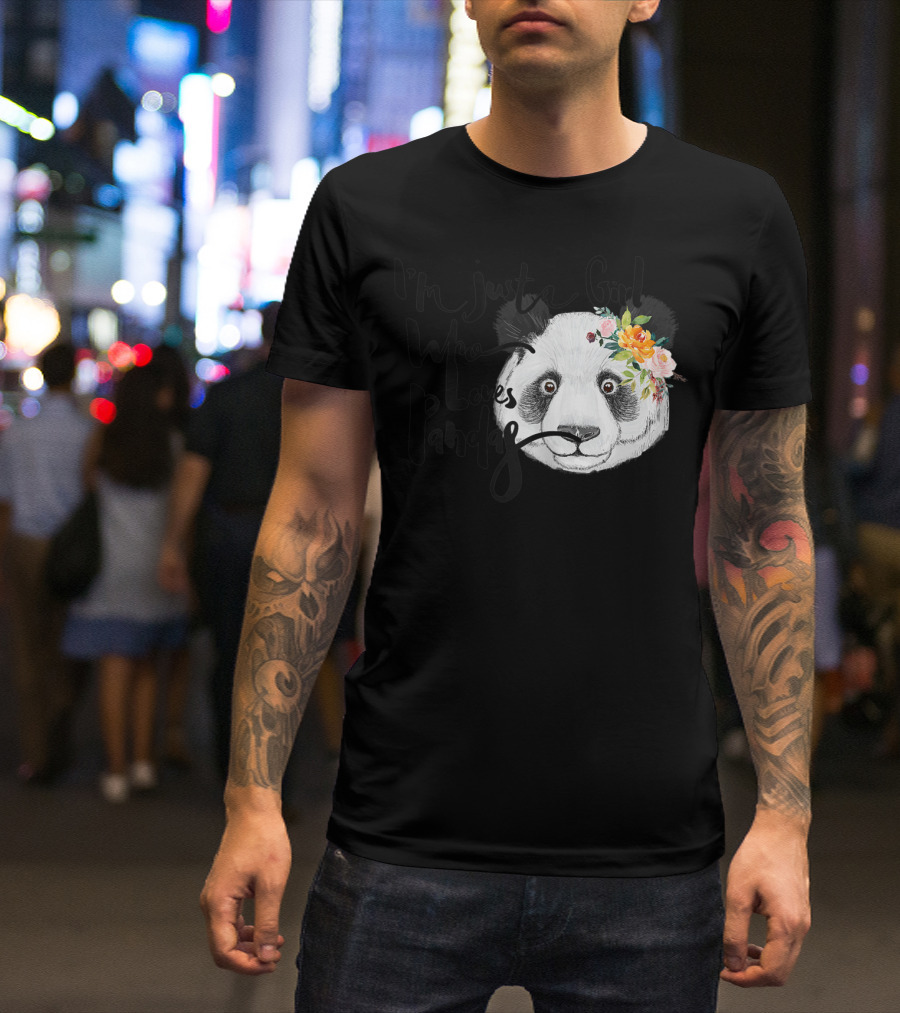 I'm Just A Girl Who Loves Pandas With Floral Crown T-Shirt