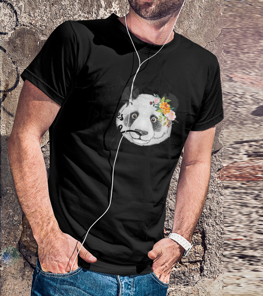I'm Just A Girl Who Loves Pandas With Floral Crown T-Shirt