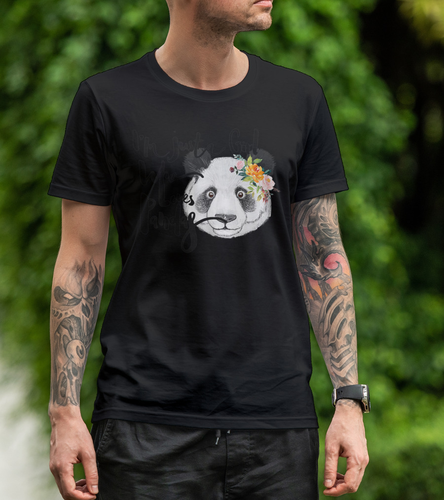 I'm Just A Girl Who Loves Pandas With Floral Crown T-Shirt