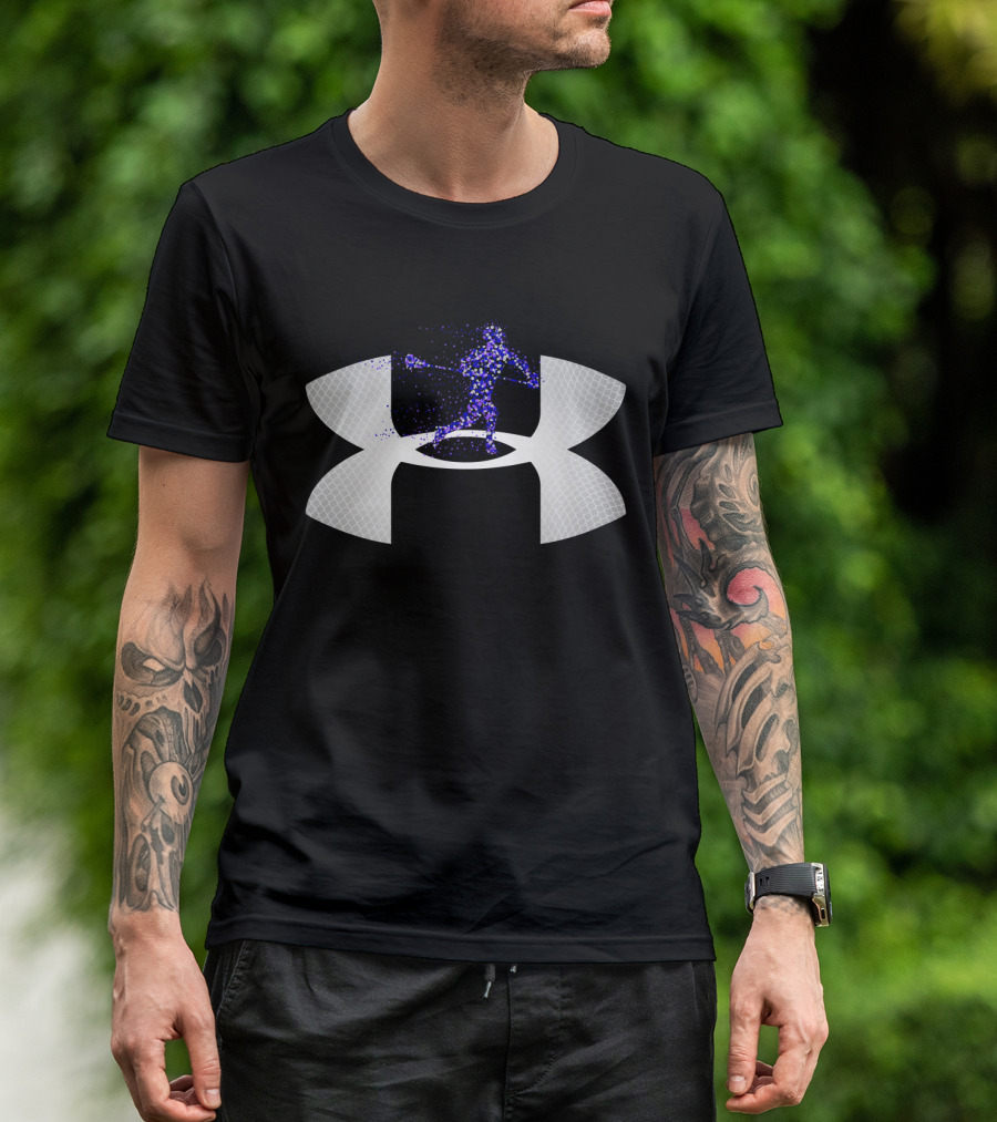 Under Armour Lacrosse Player Icon On Dark T-Shirt