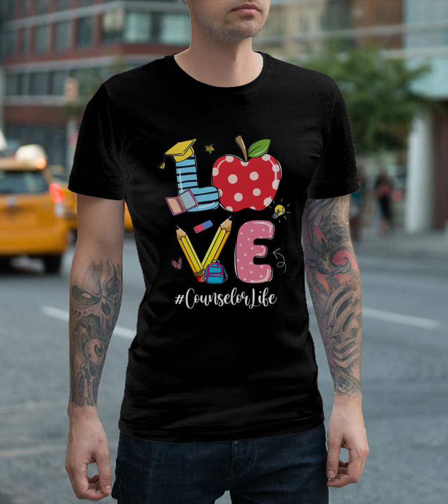 LOVE Apple Pencil School #CounselorLife T-Shirt
