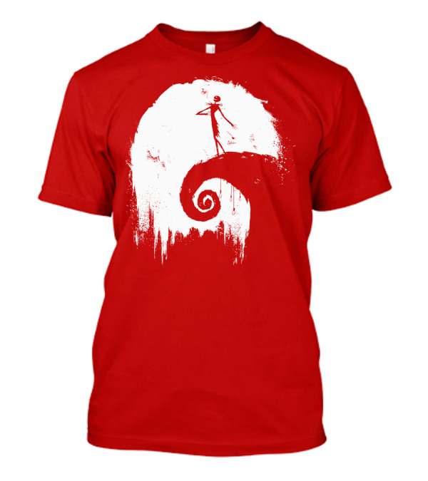 The Nightmare Before Christmas Spooky Red Hilltop Scene All Hallow's Eve T-Shirt